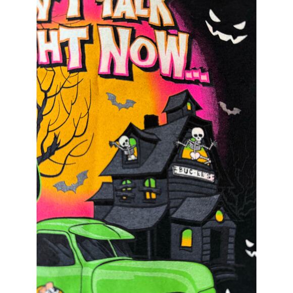 BUC-EES Halloween Skeleton Glow N Dark Black T-Shirt Front / Back Graphic Kid XS - Picture 7 of 10